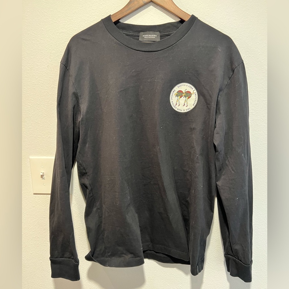 Scotch & Soda black logo long sleeved shirt, Size L